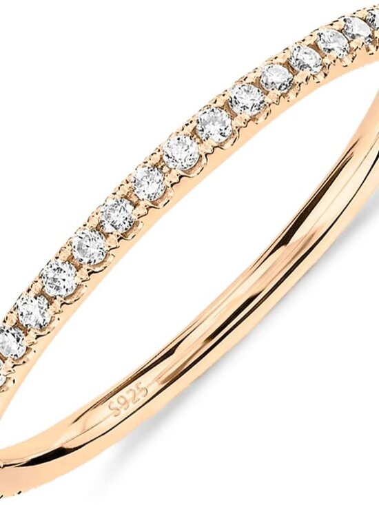 Jewelry - 925 Sterling Silver Wedding Band for Women, 14K Gold Plated CZ Ring